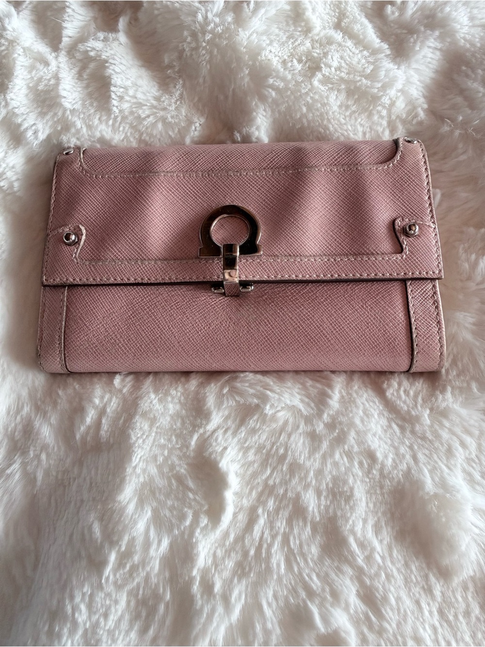 Pink Salvatore Ferragamo Gancini Buckle Wallet